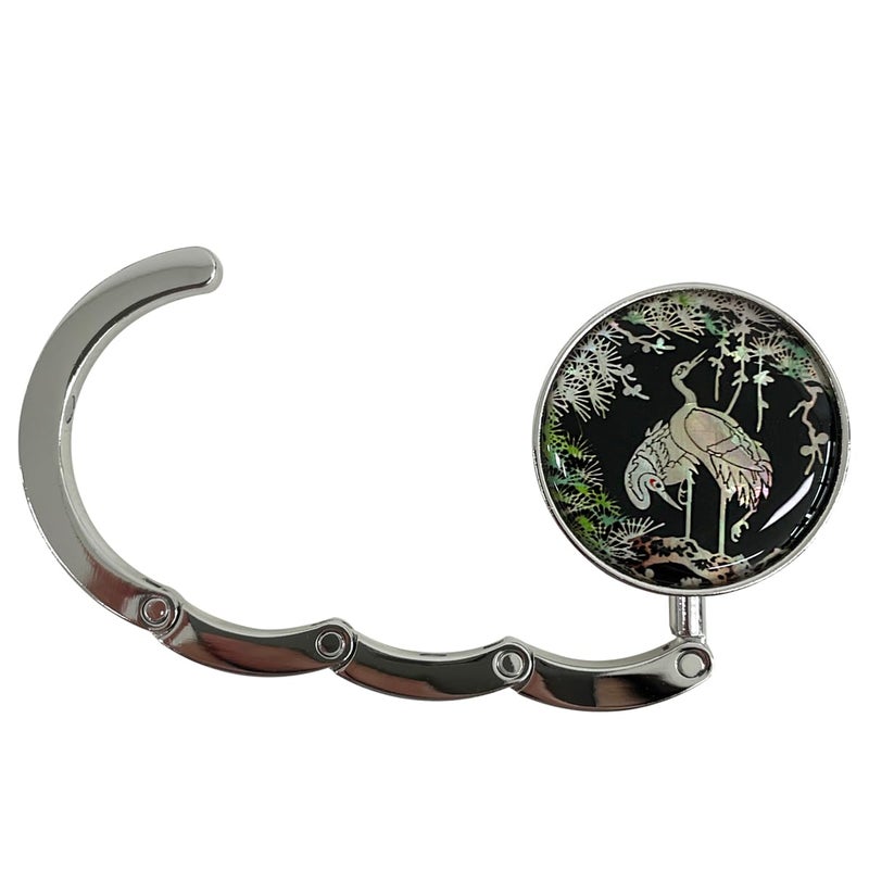 Store-Play Inlay Mother of Pearl Handbag Hanger Foldable Table Purse Hook Caddy Holder (Crane) - Image 3